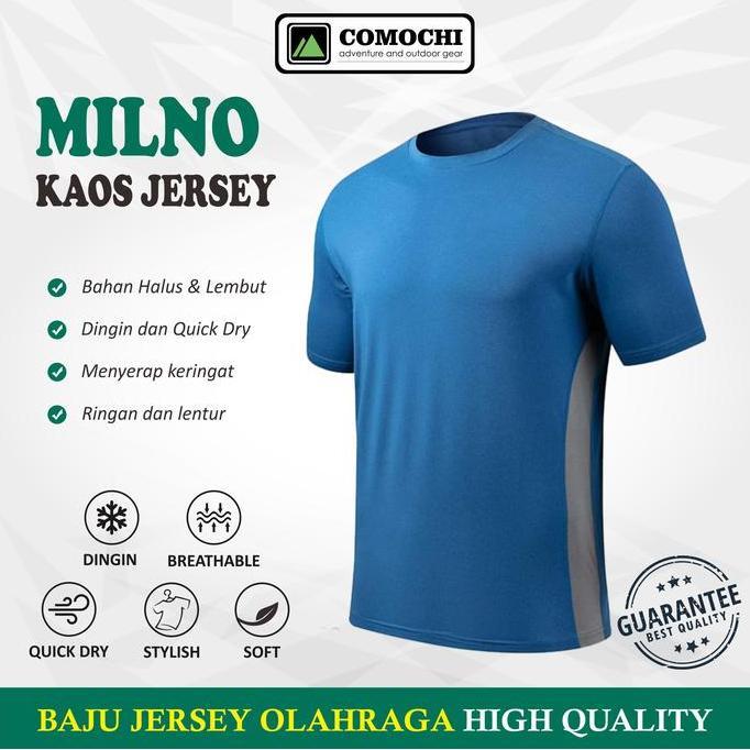 Baju Kaos Olahraga Pria Wanita Warna Kombinasi Biru Putih