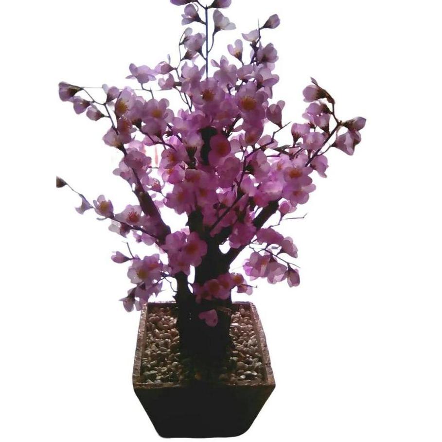 Promo Bunga Plastik Bonzai Sakura dengan Pot Tinggi 50cm - Pilihan Warna Kuning COD