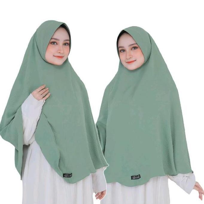 Queen-Hijab Crinkle Ped Antem Non Tali Size Xl bergo ped bahan crinkle