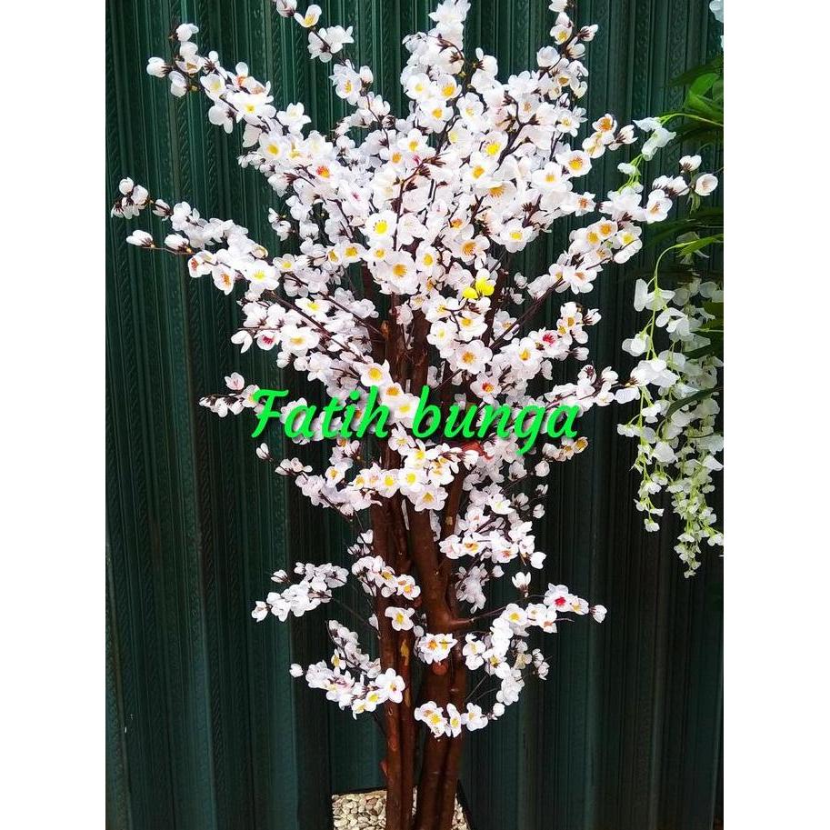 Promo Pohon Sakura Plastik Tinggi 150cm dengan Batang Kayu Keras dan Pot Kayu - Aksesoris COD