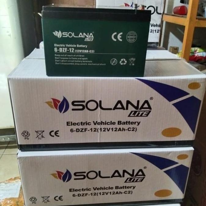 Terlaris Aki 12V 12Ah / 6Dzm12 / 6Dzm14 Aki Sepeda Listrik Solana 12V 12Ah