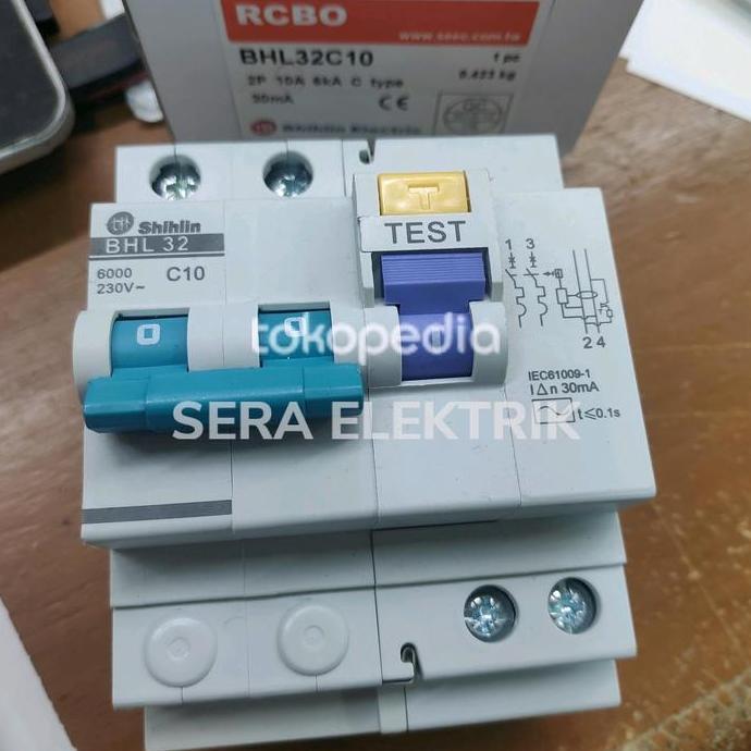 Murah RCBO BHL32 2P 30MA 6A 10A 16A 20A 25A 32A ELCB+MCB SHIHLIN Non COD