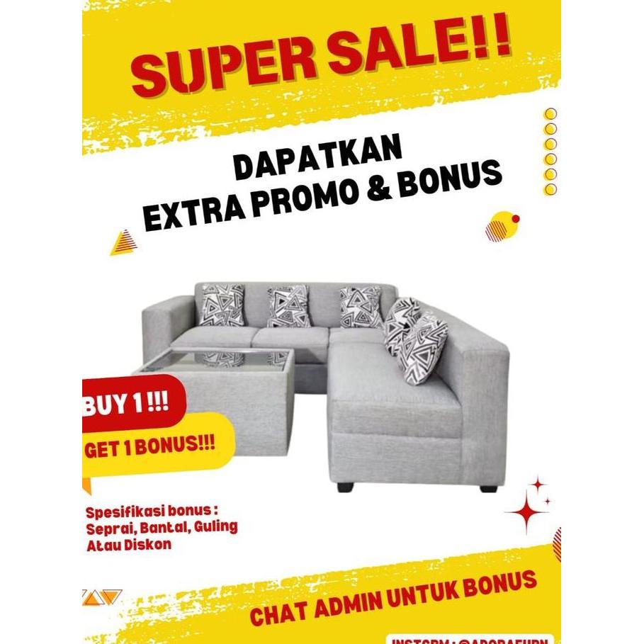Terbaru Sofa L Minimalis Calvino Kagawa / Kanvas / Daphnie / Free Ongkir B.Lampung