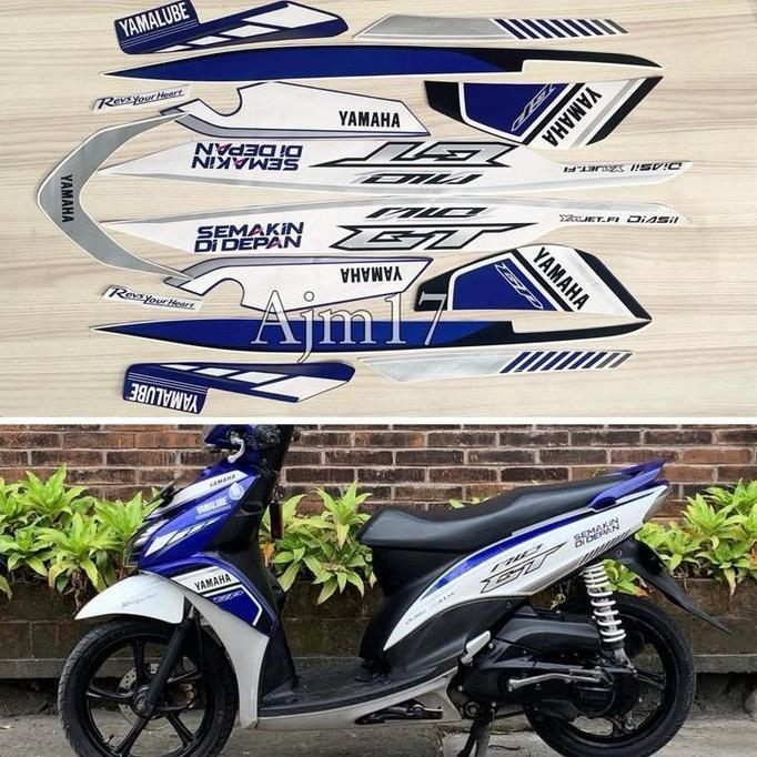 DB198 >> STIKER STRIPING MOTOR MIO GT SPECIAL EDITION MOTO GP 2013 2014 BIRU PUTIH