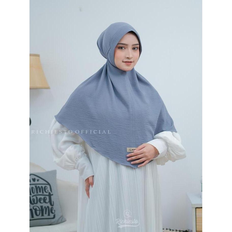 Bergo Pet Tali Crinkle Airflow Ukuran L Jilbab Muslim Panjang