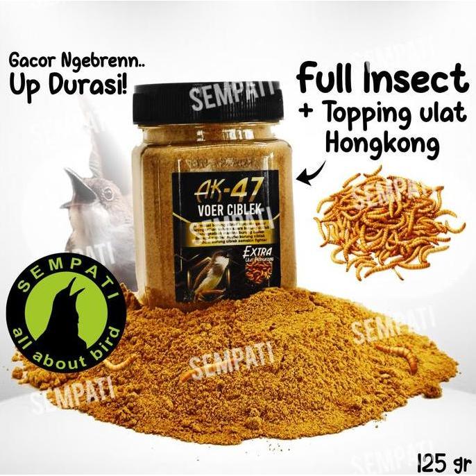 SEMPATI AK 47 Voer Ciblek 125gr Extra Ulat Hongkong Pakan Voer Pur Burung Ciblek Kristal Sawah Jawa 