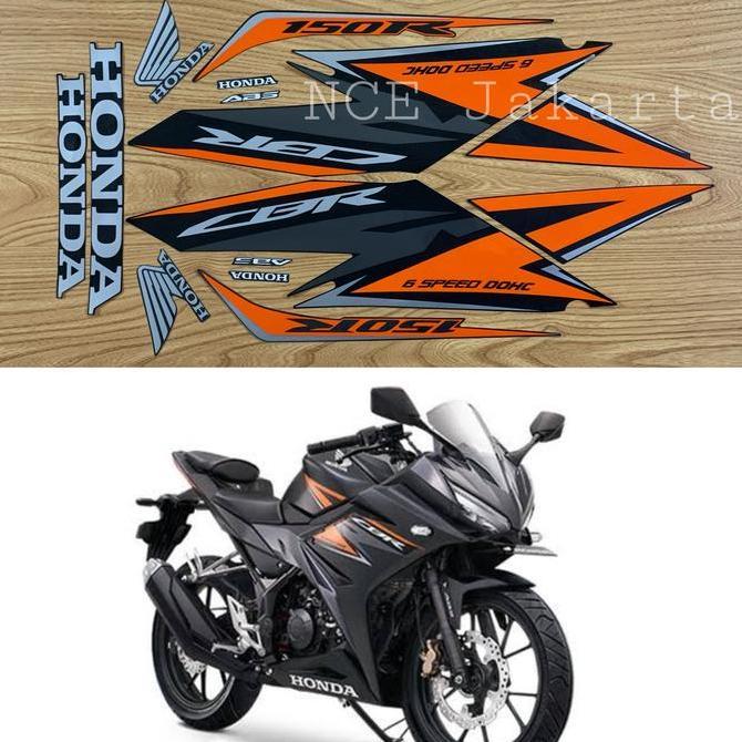 DV252 >> STIKER STRIPING CBR 150R CBR150R 2019 BLACK MATTE HITAM DOFF LIS ORANG