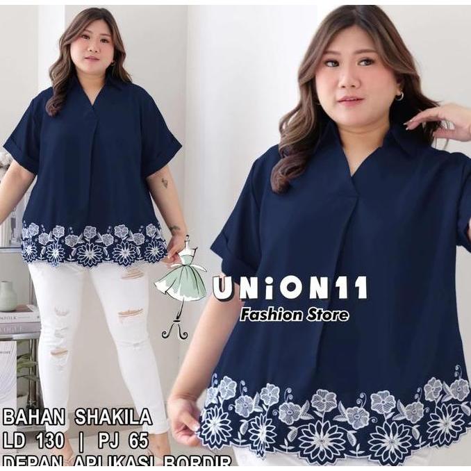 DB274 >> JUMBO BLOUSE WANITA SHAKILA BORDIR BUNGA LD 130
