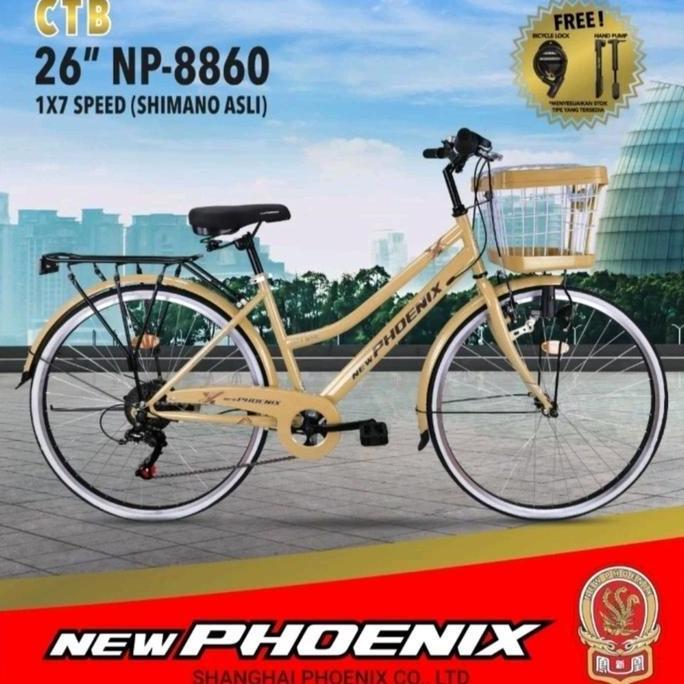 Terbaru Sepeda Keranjang Dewasa Phoenix Np-8860 & Np-8860 Ukuran 26 Inch 7 Speed Shimano Terbaru Ter