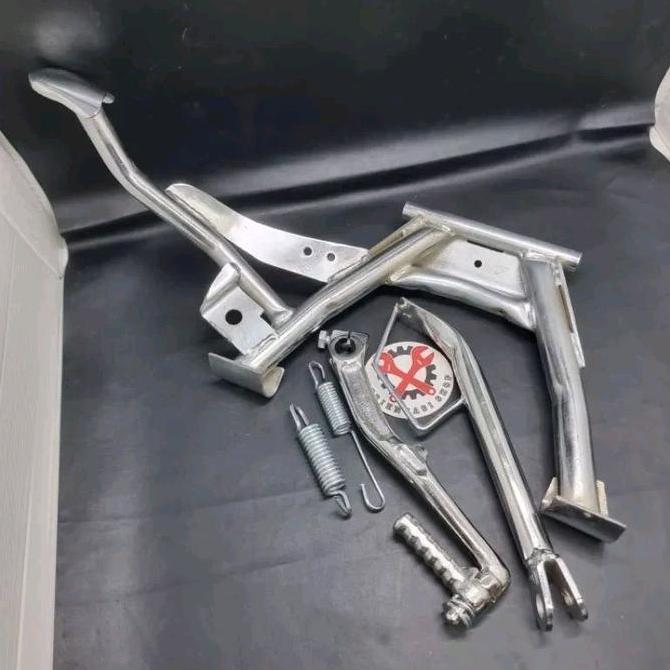 Paket Standar Tengah + Standar Samping + Selahan Chrome Motor Vario 150 old/ New, Vario 125 Led Vari