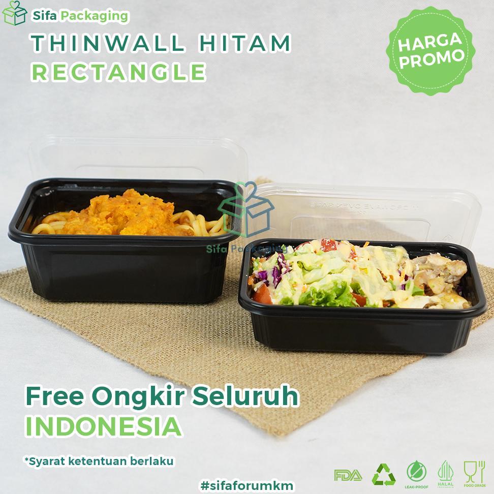 Bisa Cod Thinwall Persegi Panjang bening+ Tutup 500Ml 750Ml 1000Ml Persegi Kotak Makanan Wadah Plast