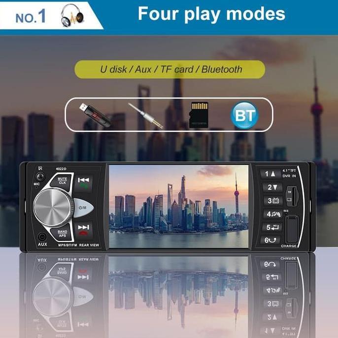 head unit tape mobil single din 1 DIN layar 4.1 inch HD bluetooth