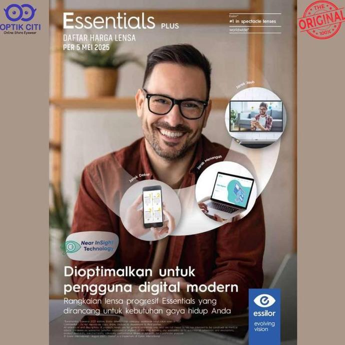 Lensa Progresif Essilor Essentials Active Photochromic Night Drive Ori Terlaris
