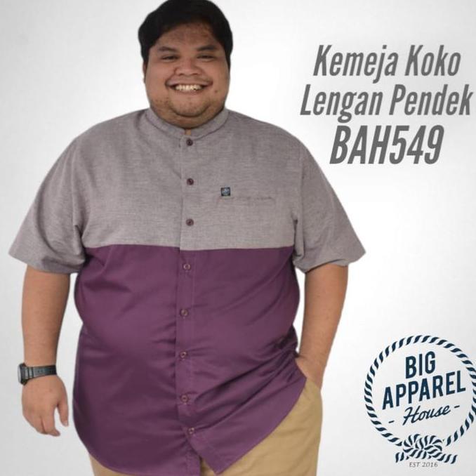 Kemeja Koko Jumbo Oversize Big Size Pria Laki Co Two Tone Ungu BAH 549 Terlaris