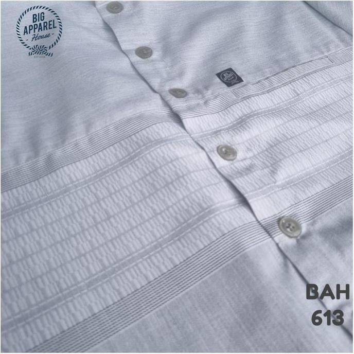 Kemeja Koko Jumbo Big Size Pria Laki Cowok Linen Silver Lurik BAH 613 Terlaris