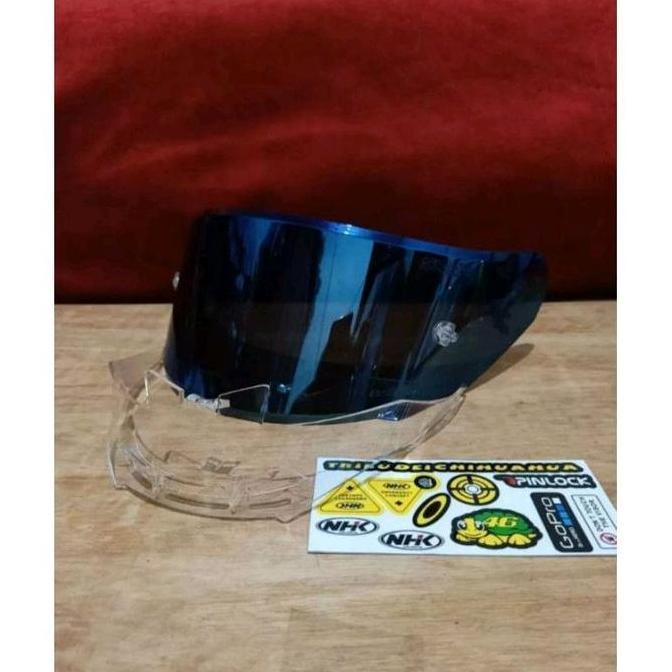 Paket flat visor NHK Gp1000  iridium + spoiler NHK gp1000+ sticker + top husus NHK GP 1000