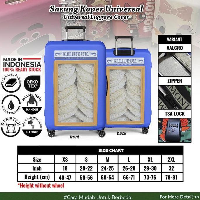 TERMURAH - Kerupuk Kaleng Kurnia Sarung Koper Luggage Cover 20-32inch Bahan Aglatex OEKO-TEX Perlind