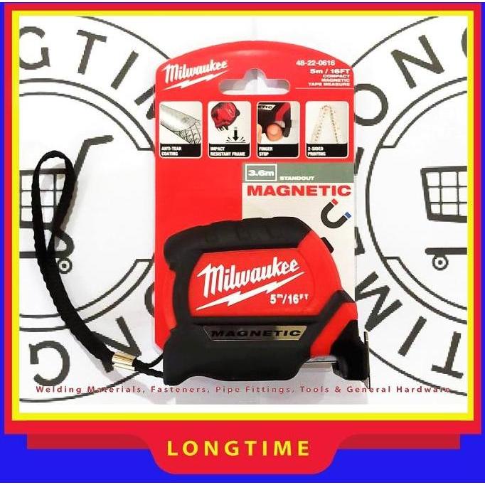 MILWAUKEE 48-22-0616 METERAN 5M (16FT) MAGNETIC TAPE MEASURE PROFESSIONAL 5 METER DENGAN MAGNET SUPE