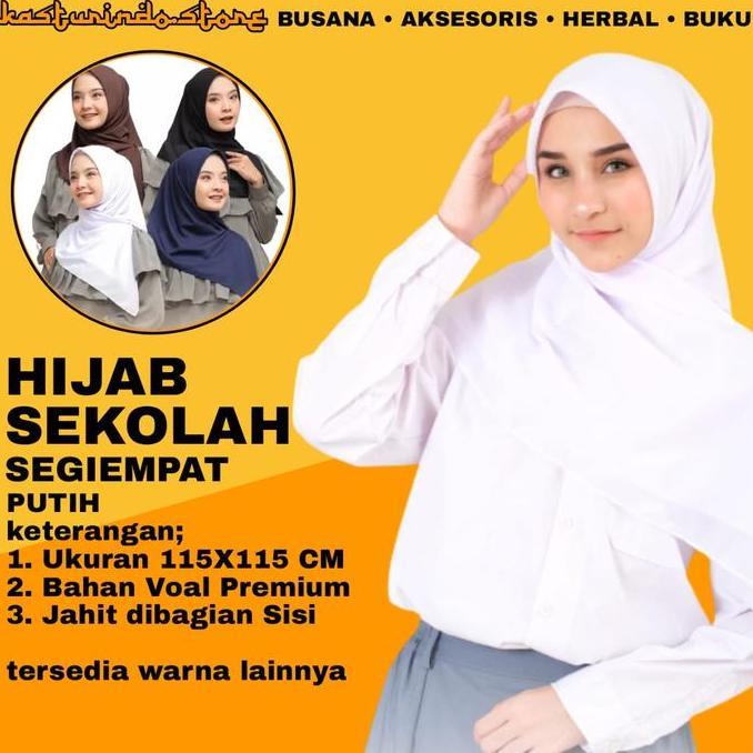 Kerudung Putih Segi Empat Putih Sekolah Hijab SMP SMA Remaja Baru