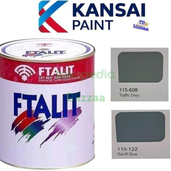 DV376 - Ftalit Banff Blue 122 Ftalit Traffic Grey 608 Cat Kayu Besi Abu abu 1kg