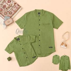 Qurlu - Kemeja Koko Dewasa/Anak warna HIJAU ALPUKAT (Bisa couple ayah anak)