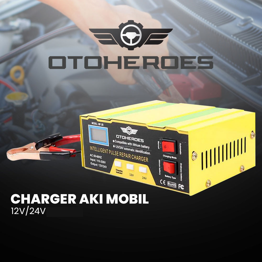Cas Aki 10A charger Accu Motor Mobil 12/24 Volt Otomatis 10 Ampere