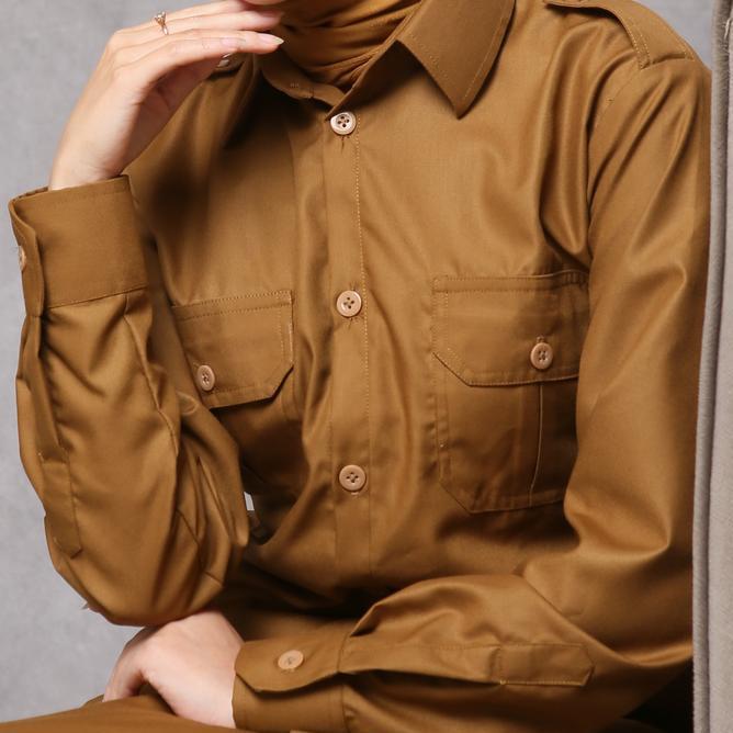 Asn Rapih - Baju Setelan Seragam Pns Khaki Pemda Wanita Kemeja Dan Rok/Celana Panjang Toyobo Kerja K