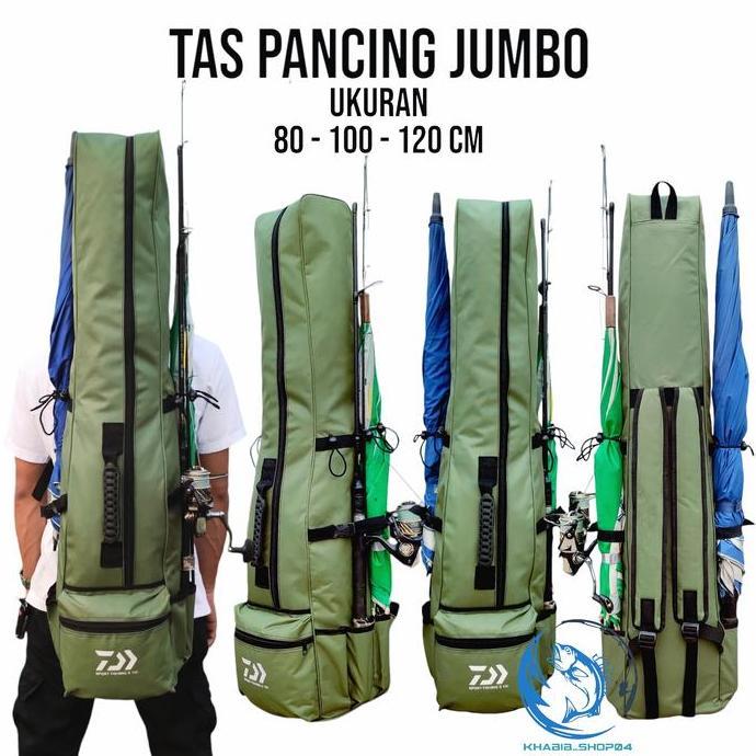 Tas Pancing Jumbo Ransel Waterproof Daiwa Ukuran 80/100/120Cm Muat 10-11 Joran Pancing Kualitas Terb