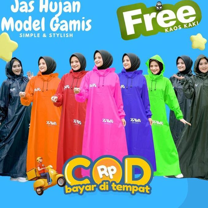 Jas Hujan Gamis Wanita Muslimah Jumbo / Mantel Jas Hujan Hijab Syari / Jas Hujan Wanita Syari Tebal
