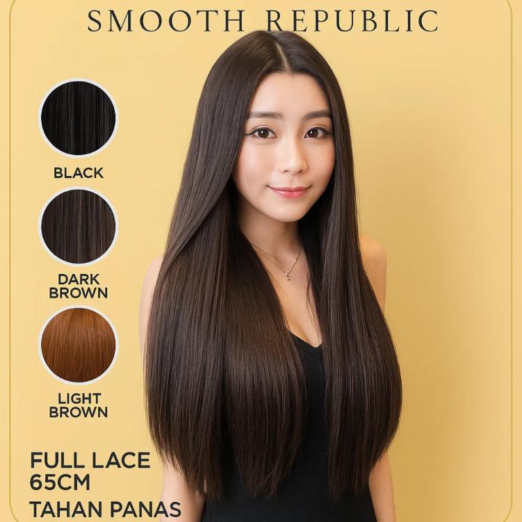 alunan_dita - wig panjang lurus full lace premium | rambut palsu wanita natural korea | bisa dicatok