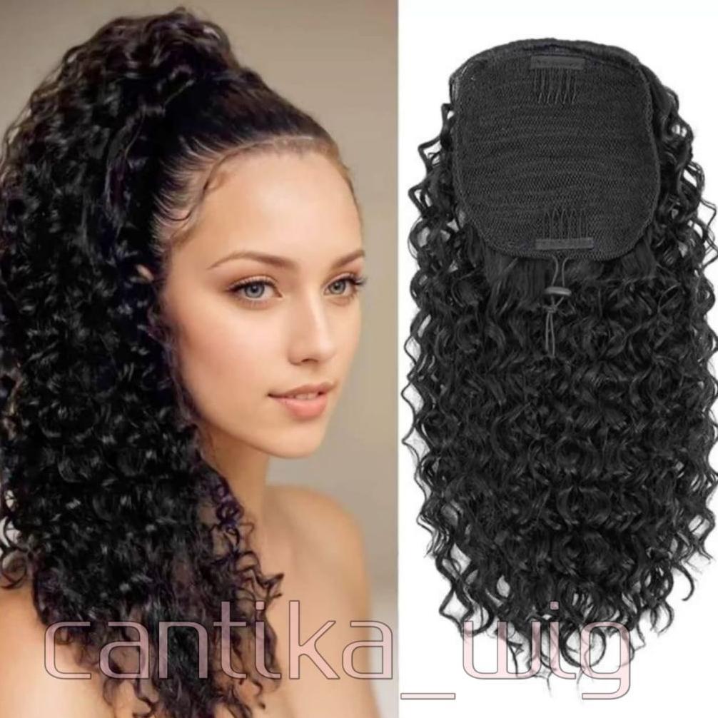 alunan_dita - ponytail wanita rambut curly panjang 4cm | model wanita papua afrika cantik