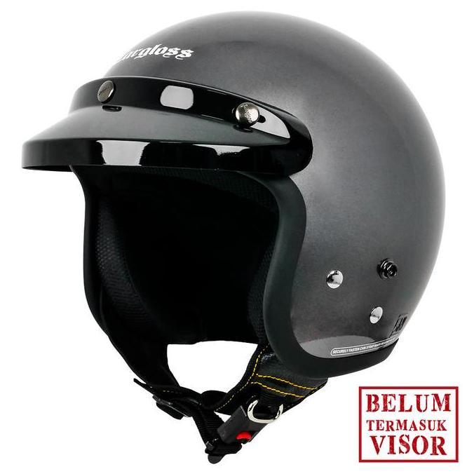 Helm Cargloss Original Cfm Retro Army Half Face - Anchor Grey Glossy Motor Motorcycle