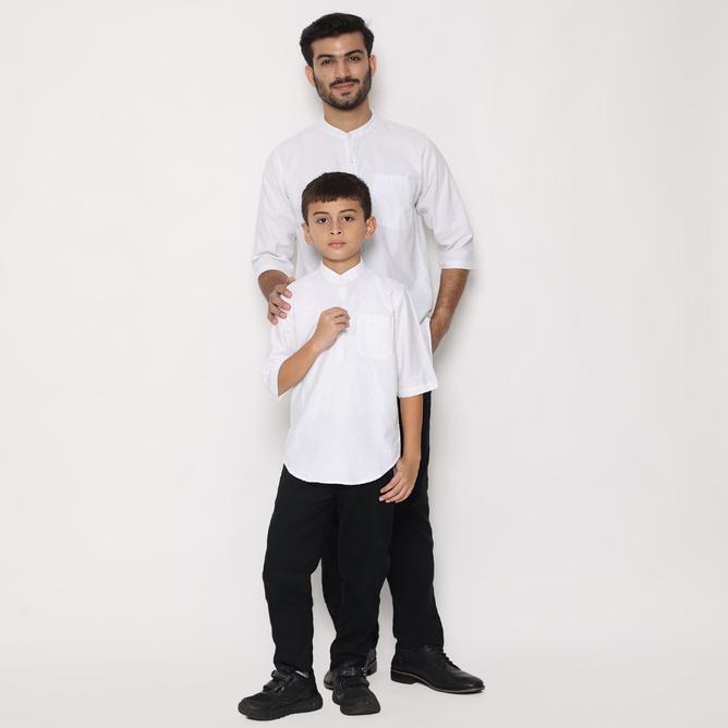 Dancus Kemeja Koko Pakistan Couple Koko Kurta Couple Ayah Anak Warna Putih Olrm261