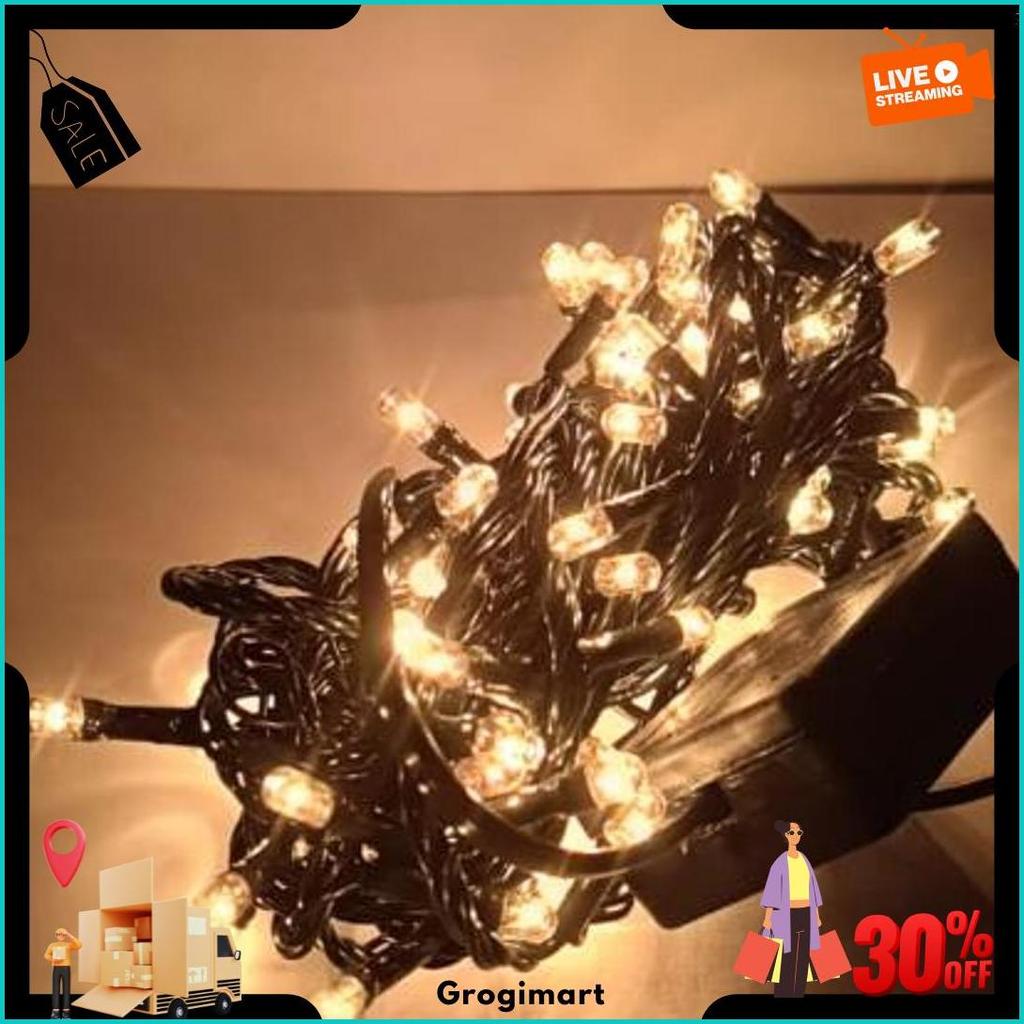 Yeraya Lampu Natal Rice 100 Led 4Meter Lampu Pohon Natal Panjang Lampu Led Hias Kamar Natal Lampu Tu