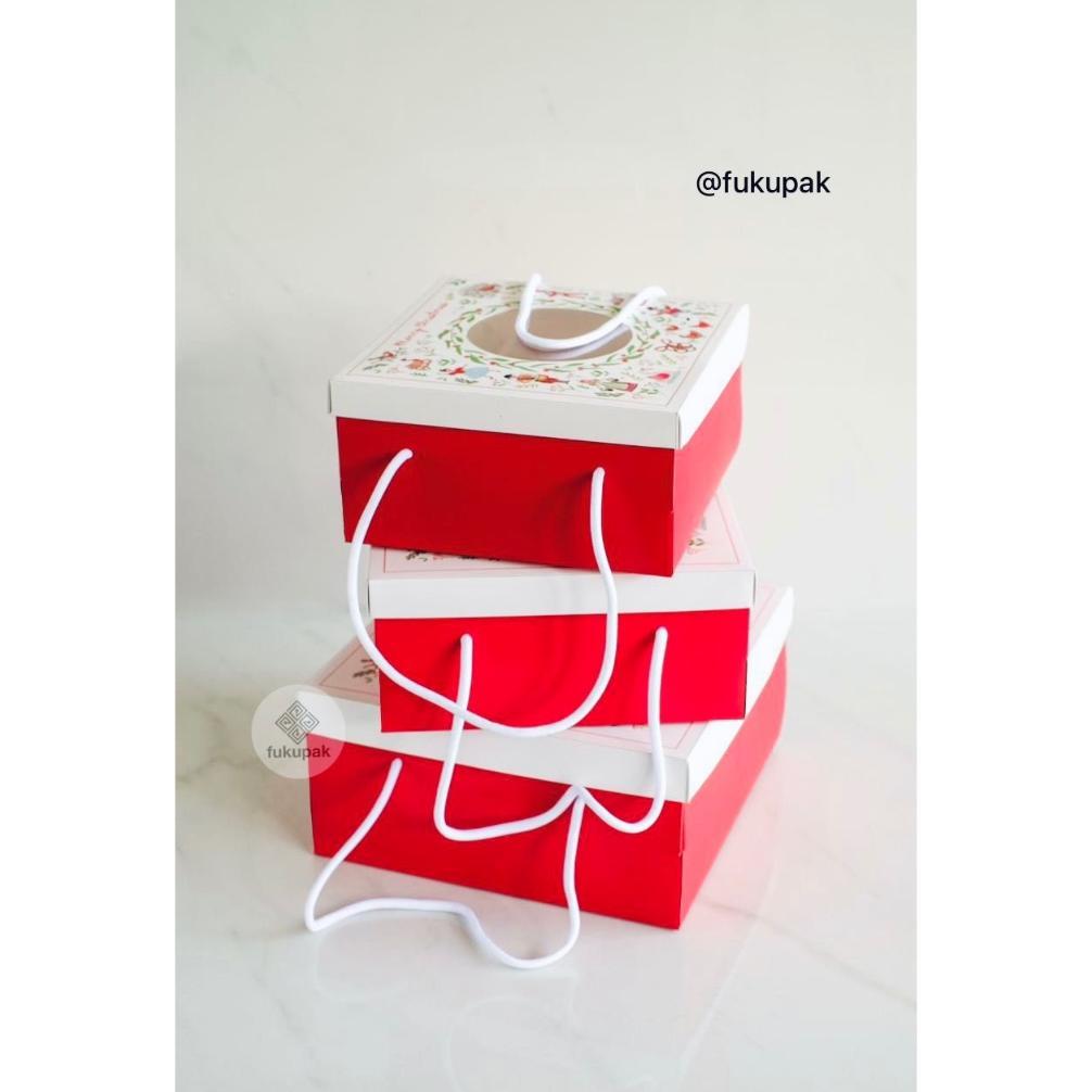 (10pcs) Kotak Natal 20x20 22x22 25x25 Christmas box hamper jendela mika dus jinjing cake bolu marmer