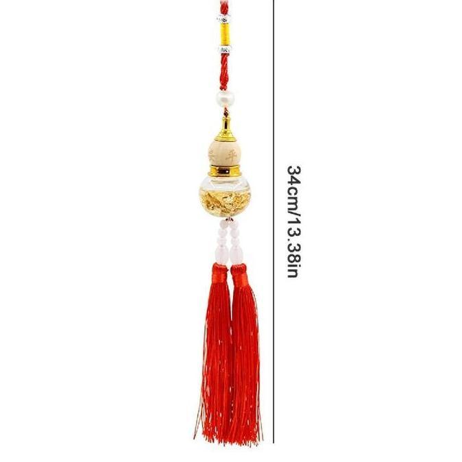 XENOFIELD Gantungan Fulu Hulu Fulu Hulu Labu Car Pendant Keberuntungan Rezeki Botol Kaca Holo Feng S