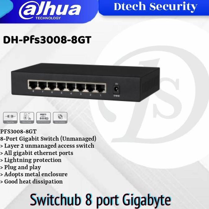 switch hub 8 port gigabyte dahua pfs3008-8gt/ swithub gigabyte dahua