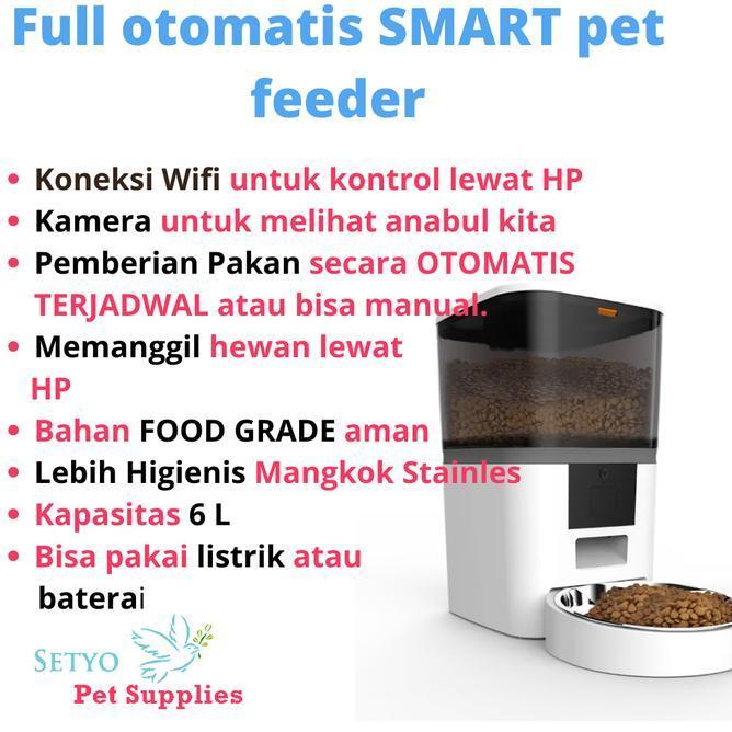 Automatic Pet Feeder Wifi Camera Record Audio Penjadwalan Makan