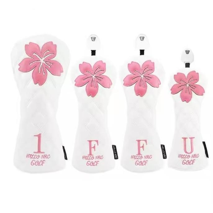 Golf Head Cover Set For Driver Wood Fairway Rescue Hybrid Cherry Blossom Flower Bunga Jepang Ladies 