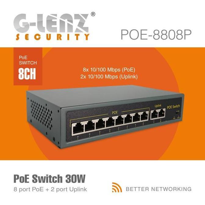 GLENZ CCTV SWITCH POE 8 PORT