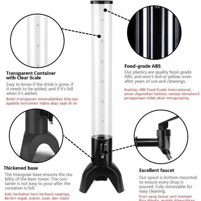 New- Beer Tower 3 Liter / Tower Drink / Botol Tower / Minuman Kekinian