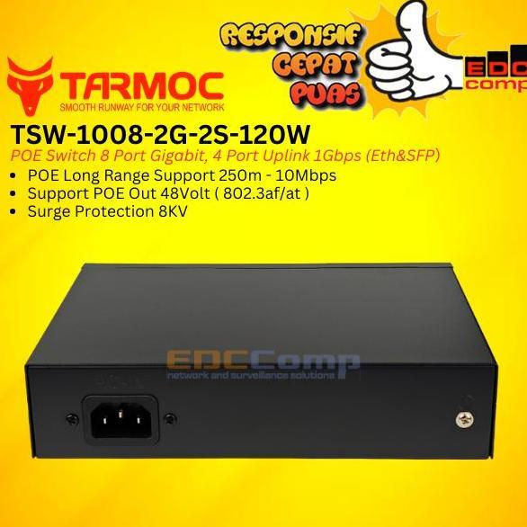 Tarmoc TSW-1008-2G-2S-120W, 8 Port Gigabit POE 802.3af/at POE Switch 120W