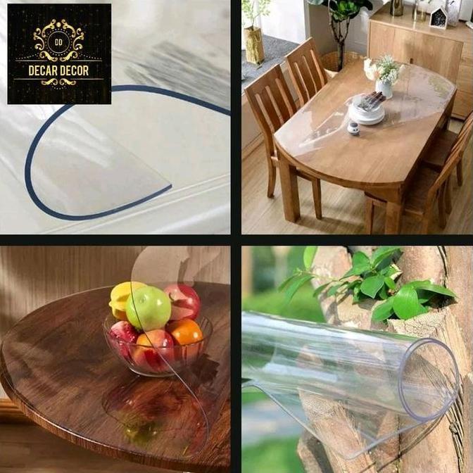 Costum Taplak Meja Mika Bening Transparan 2 mm 0,7 mm 1,5 mm