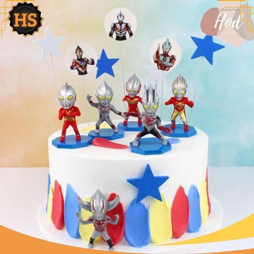 Terlaris 6Pcs / Set Mainan Action Figure Ultraman Ukuran 7Cm / 1 Pc Big Head Ultraman Cute Dekorasi 