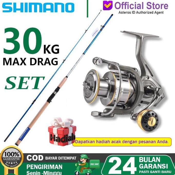 SHIMANO Fishing rod set joran pancing 1 Set Fishing Rod Spinning Reel Fishing Reel Joran 180-300cM J