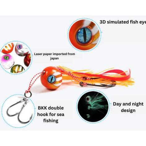 fishing Kabura Tenya inchiku Metal Jig luminous Shrimp Rubber Skirt double hook PINK 481