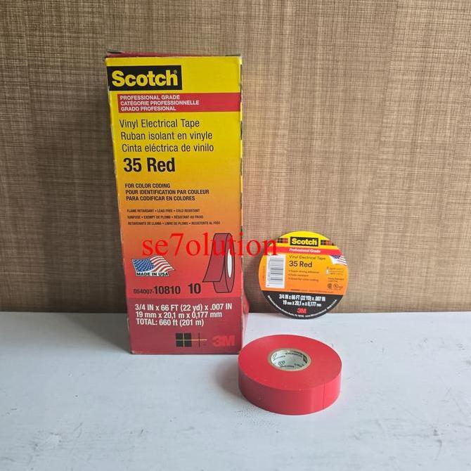 3M Isolasi Scotch 35 Vinyl Electrical Tape Red (Merah)