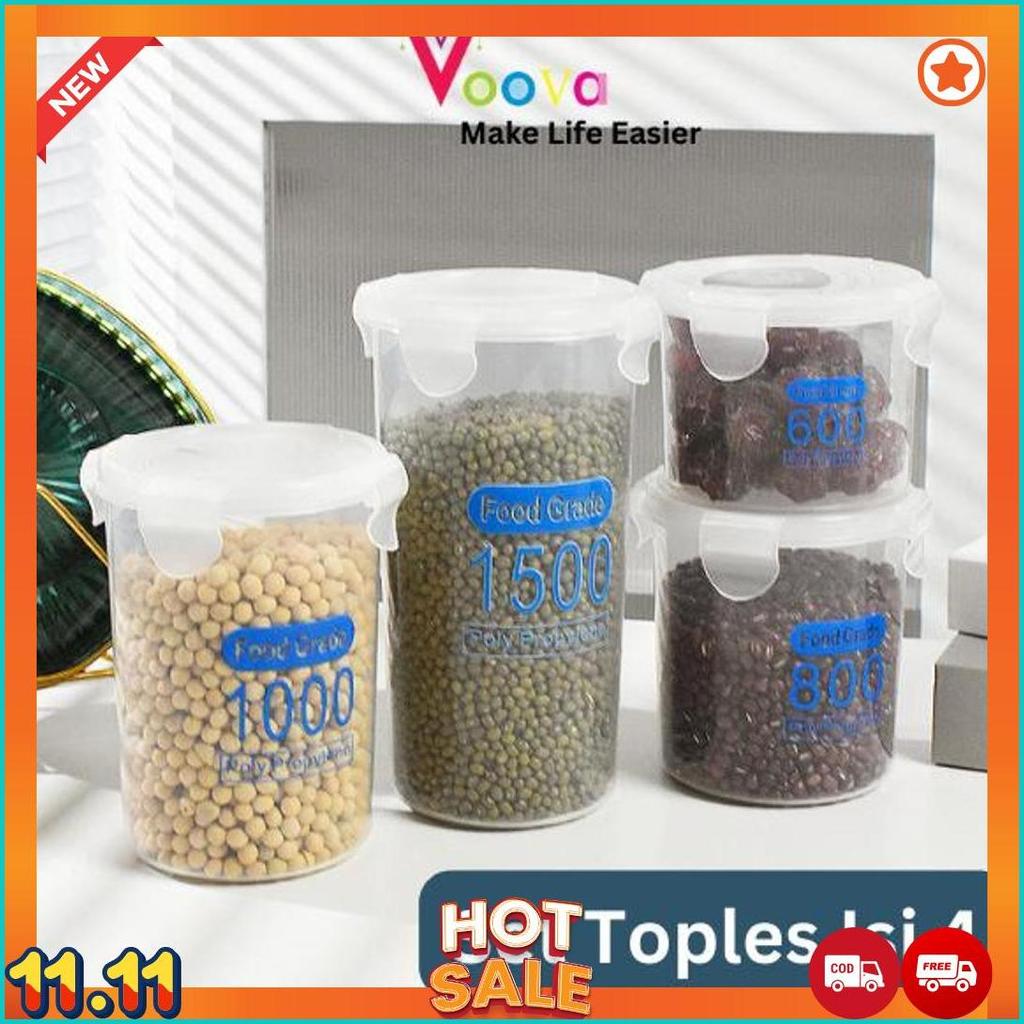 Voova Toples Tabung Serbaguna/ Toples Tebal/ Toples Kedap Udara/ Toples Plastik Tebal Cod