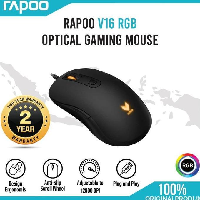 MOUSE RAPOO V16 RGB - USB Gaming Mouse