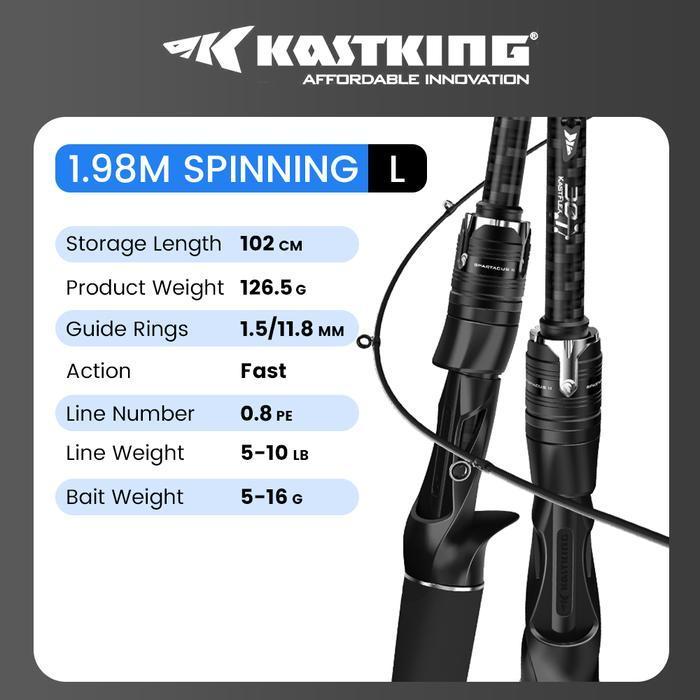 [Official] Kastking Spartacus Ii Joran Pancing Rod 1.98M Spinning Baitcasting Lure Rod 2 Sections Um